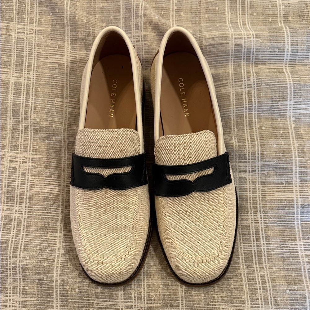 Cole Haan Women’s Beige and Black Slip-On Loafers